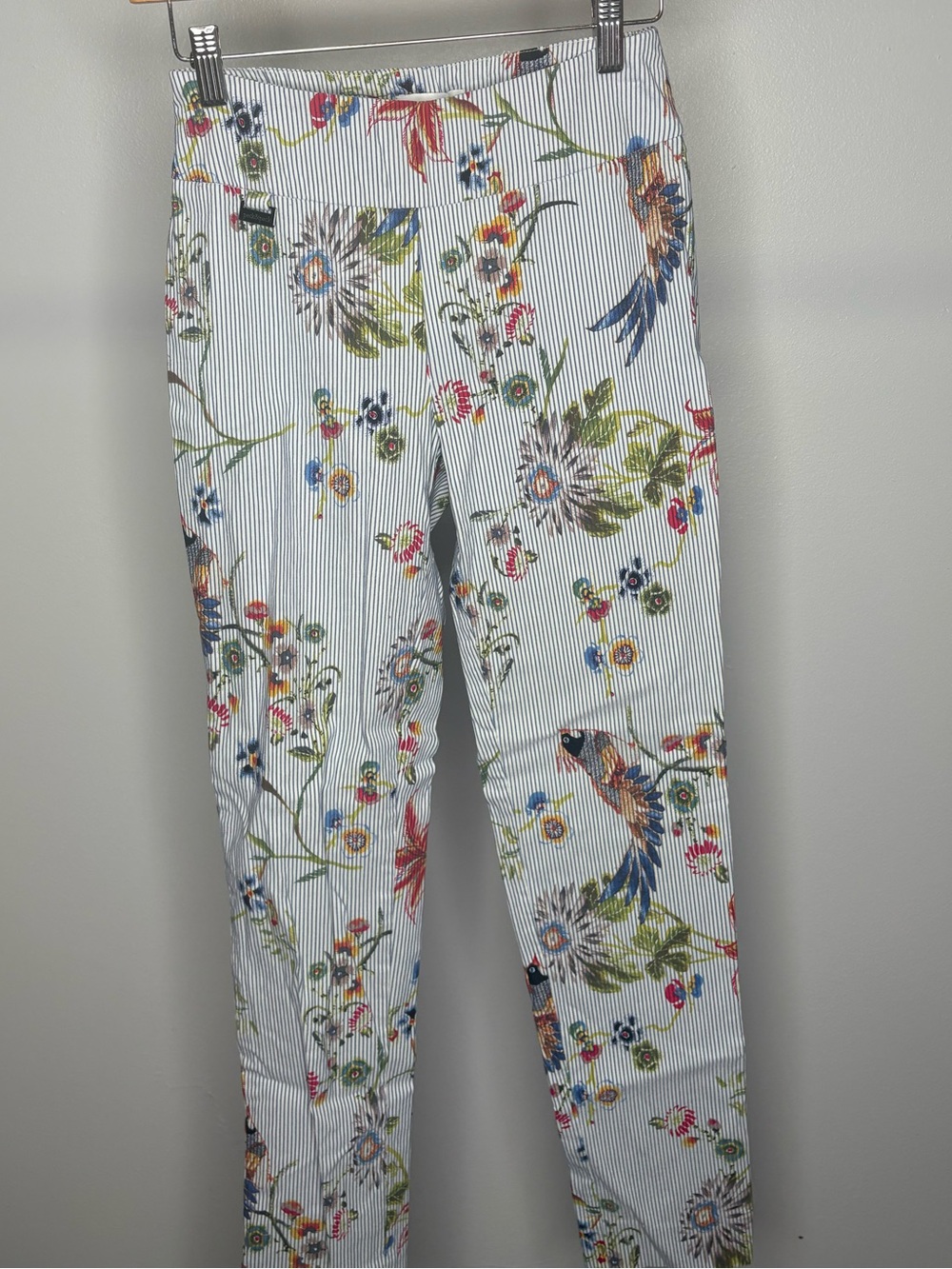 Peck & Peck Blue-Striped Floral Print Pants